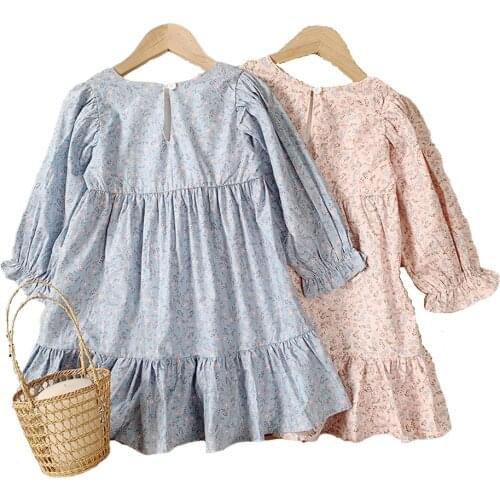 Girls dress 2021 spring new Korean childrens clothing wholesale female baby floral long-sleeved princess dress foreign trade