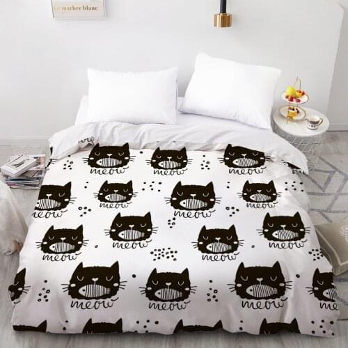 1PCS Duvet Cover,3D HD Printing Comforter/Quilt Cover 240x220/200x200/140x200/180x210,Cartoon Cat Bedding King/Double Drop Ship