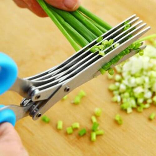 Durable Stainless Steel multi Layers Scissors Sharping Scallion Cut Herb Spices Scissors Kitchen Cooking Tool