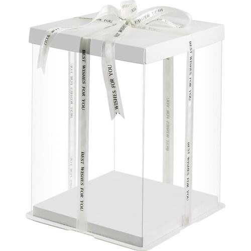 30cm Clear Rose Teddy Bear Packaging Box PVC Transparent Gift Cake Boxes for Wedding Anniversary Birthday Baby Shower Supplies