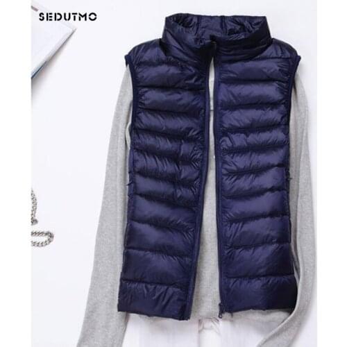 SEDUTMO 2018 Winter Ultra LightDuck Down Jacket Women Plus Size 3XL Vest Spring Coat Short Puffer Jacket Tank Waistcoat ED231