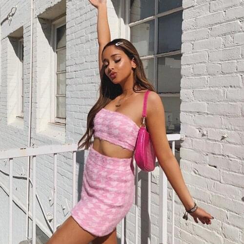 SEASONS 2020 Sexy Crop Tube Tops Mini Skirt 2 Pieces Set Summer Women Fashion Streetwear Outfits Cute Tracksuit Suits ASSU80628