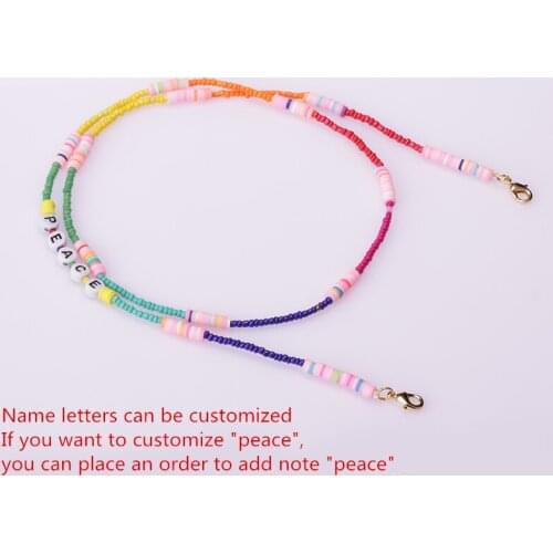 Simple Fashion Style 2020 New 26 Letters With Customizable Name Word Beads Charms Rice Beads Mask Lanyard For Unisex