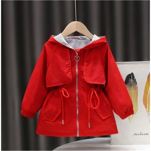 Spring Summer Autumn Girls Coat Fashion Hooded Jacket For Girl Baby Kids Children Sweet Coat Girls Waist Windbreaker