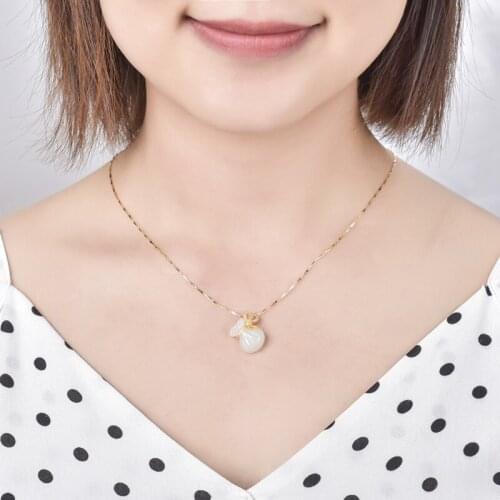Jewelry 925 Sterling Silver Necklace Hetian jade pendant lady Necklace purse pendant 18K Gold Necklace Pendant exquisite jewelry