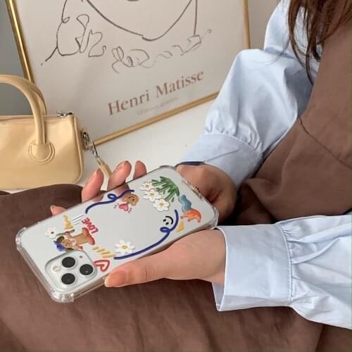 Tobebest Graffiti Puppy Flowers Mirror Phone Cases for iPhone 12 Pro Max 11 Pro Max X XS XR 7 8 Plus SE2020 12mini Case Cover