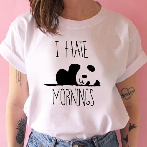 Womens T-shirt Panda Cartoon Fashion Print T-shirt Ladies Casual Harajuku Graphic T-shirt Short Sleeve cute T-shirt Female