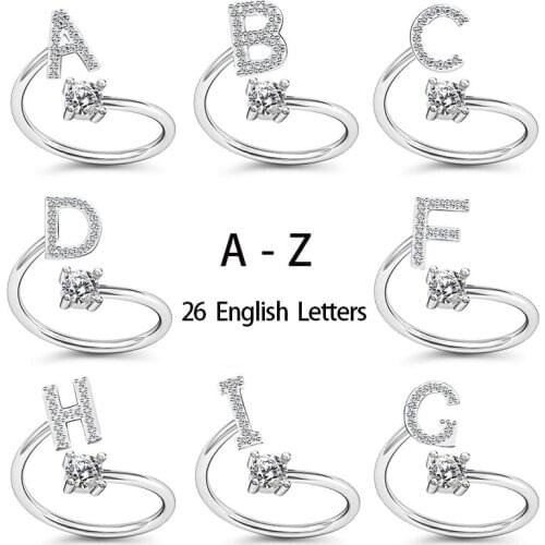 Simple And Fashionable Wild Creative Letter Ring 26 English Letter Opening Adjustable Ring For Woman 2021 New