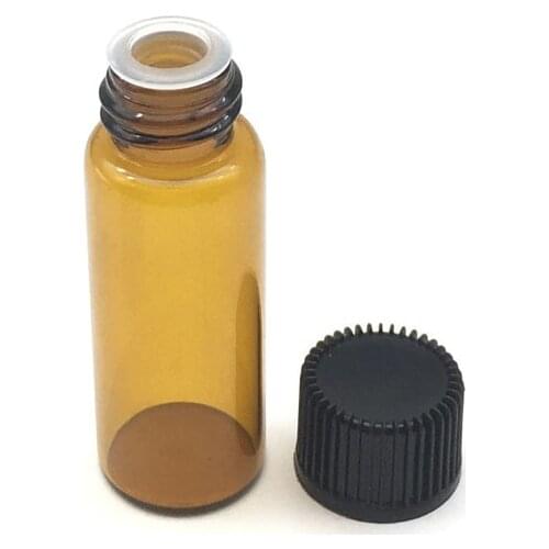 100pcs 5ml Amber Glass Perfume Sample Vials Mini Essential Oil Bottle with no hole tip Bottles