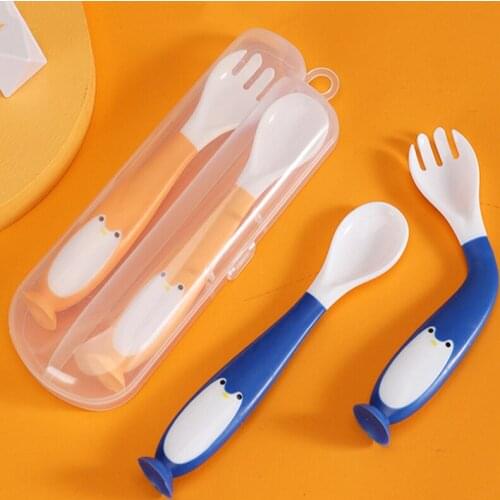 2Pcs Baby Spoon Fork Cutlery Sets for Kids Infant Bendable PP Training Spoon Newborn Babies Feeding Spoon Children Tableware Set