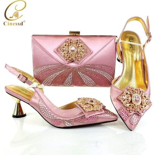 2020 New Arrivals Wedding Shoes and Bag to Match High Quality Italian Lady Shoes and Bag Set for Party