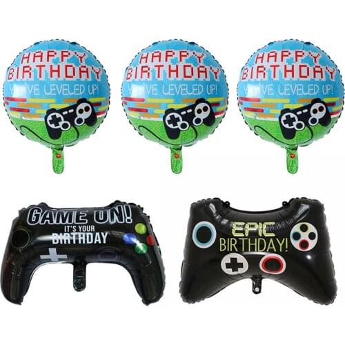 5pcs/set Inflatable Gamepad Balloon Boy Game Controller Foil Helium Balloons Happy Birthday Decoration Game Play Props Air Globo