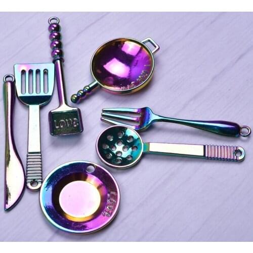 Mix Pots And Pans Charms For Jewelry Making Supplies DIY Necklace Anklets Accessories Women Men Pendant Handmade Materials 7pcs