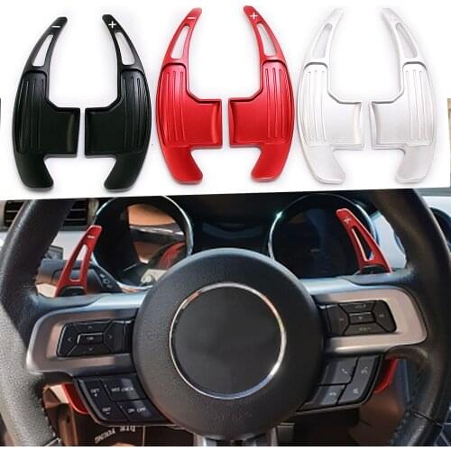 Car Styling for Ford Mustang 2015 2016 2017 2018 2019 Steering Wheel Gear Shifters Paddle Aluminum Alloy Cover Trim 2pcs