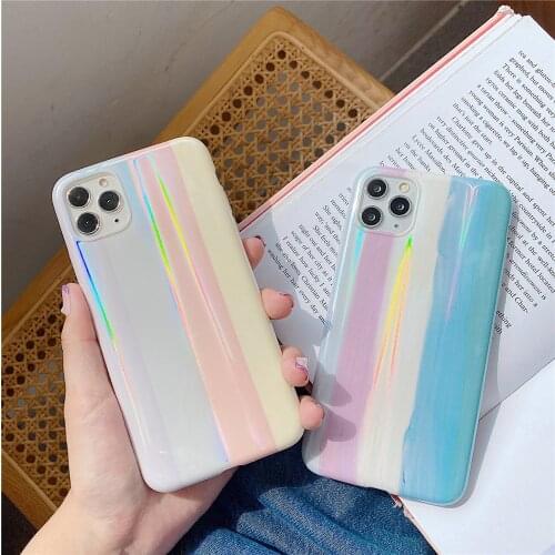 Glossy Glitter Gradient Laser Bling Shining Aurora Rainbow Phone Case for iPhone 12 11 Pro XS Max XR X 8 7 Plus SE 2 Back Cover