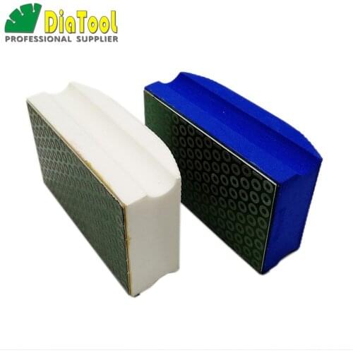 DIATOOL 2pcs ( #600+#800) Electroplated Diamond Hand Pad 90X55MM Hand Polishing Pad Foam-backed Grinding Block