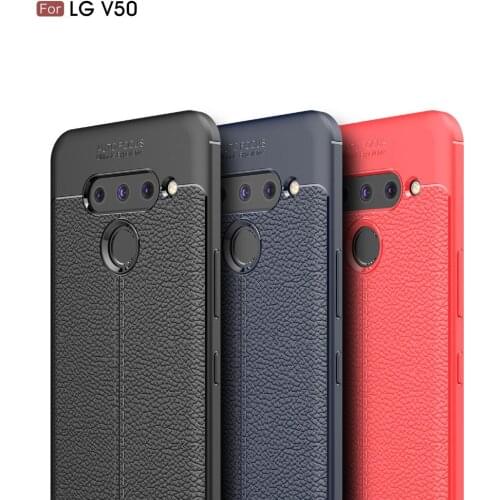 For LG V50 ThinQ 5G Cases Cover Carbon Fiber Brushed Soft Silicone TPU Protective Phone Back Cover for lg v50 thinq Q7 V40 G7 G6