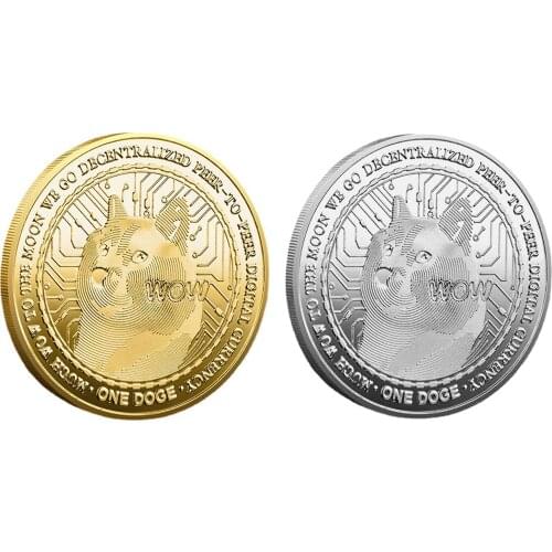 Dogecoin Gold Silver Plated Dog Coins Collectible Commemorative Coins Cute Wows Dog Pattern Souvenir Coin Craft Desktop Ornament