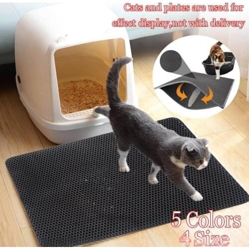 Double-Layer Waterproof Pet Cat Litter Mat Portable EVA Waterproof Cats Mat Supplies Trapper Pad Smooth Surface Breathable Holes