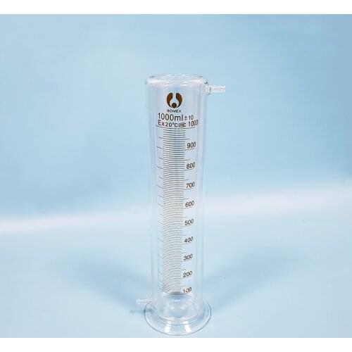 High borosilicate glass double-deck measuring cylinder 1000ml,With base,Jacket-layer mezzanine cylinder