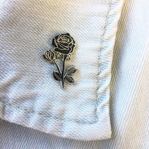 Black Rose Enamel Pin