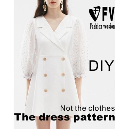 Lantern Chiffon Sleeve Dress 1:1 Making Clothes Pattern Cutting Drawing BLQ-470