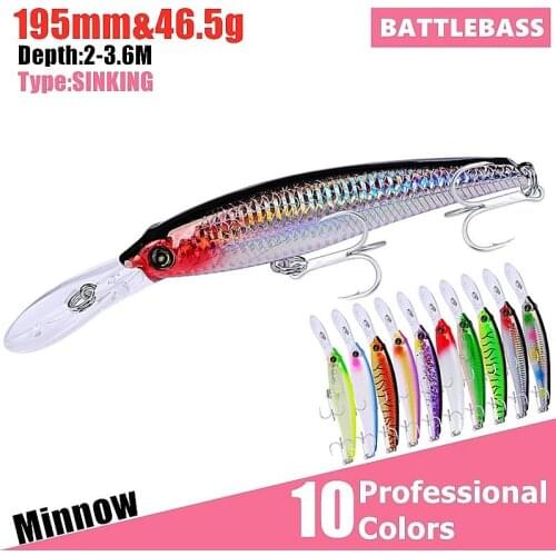 Battlebass Minnow Wobbler Fishing Lures 110mm Artificial Hard Bait Depth 2-3m bait Jerk Bass Pike Baits Slow Sinking or Flaoting