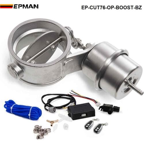 Exhaust Control Valve Set With Boost Actuator Cutout 3"76mm Pipe Open STYLE with Wireless Remote Controller EP-CUT76-OP-BOOST-BZ