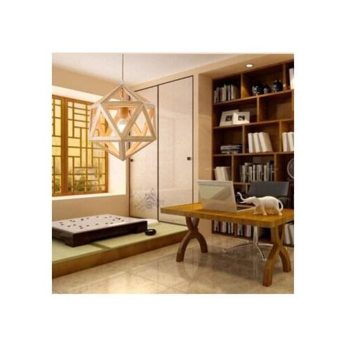 Contracted solid wood droplight personality The Nordic wood living room lamp light geometry log LED lamps and lanterns