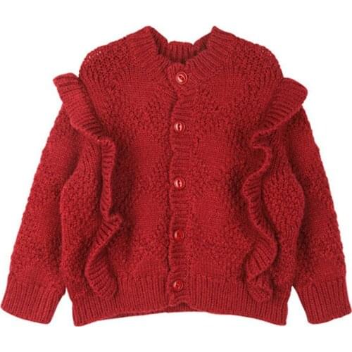 DFXD Fashion Autumn New Baby Girl Sweaters Pure Color Hollow Out Knitted Cardigan Jacket Kids Girl Princess Sweater Coat 2-7Yrs