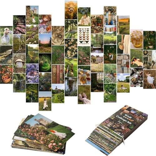 50Pcs Wall Print Cottagecore Aesthetic Wall Collage Kit Room Decorations for Girls Walls Art Prints for Dorm Bedroom Home Decor