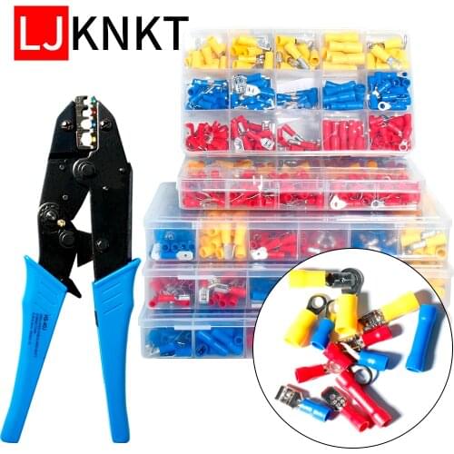 Insulated U-type Fork Set Terminals Crimp Cable wire Connectors Female and Male Kit Full Butt HS-40J Assorted Pliers accessories