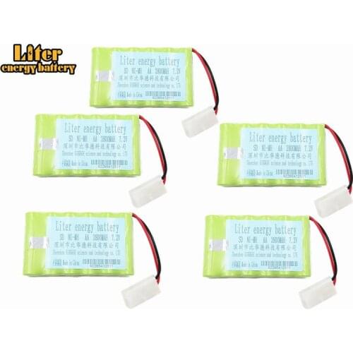 5pcs 7.2v 2800mah AA NI-MH Battery Tamiya with charger High capacity electric toy battery Remote car ship robot rechargeable