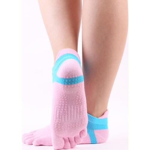 3 Pairs Non Skid Slip Sticky Grippers Sock Pilates Ballet Barre Yoga Socks for Women Indoor Fitness Five-toe Sports Socks
