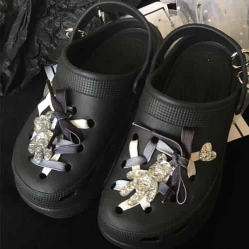 2021 New Brand Croc Charms Fashion Charms for Crocs DIY Bear Tie Shoe Charms Bundle Shoe Accessories Creative Designer for Gifts