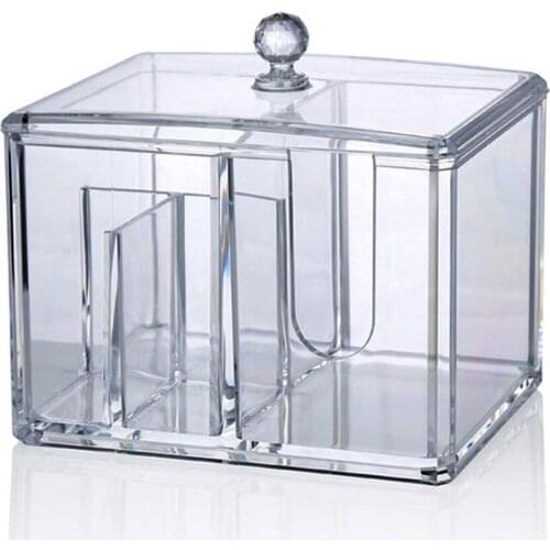 New Acrylic Cotton Swab Makeup Box Portable Clear Make Up Container Cotton Pad Holder Cosmetics Organizer Storage Box