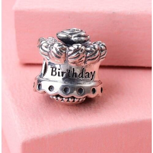 Fashion New cake charm 925 Sterling silver jewelry charms Fit bracelet Diy birthday gift to baby mom beads wholesale BE145