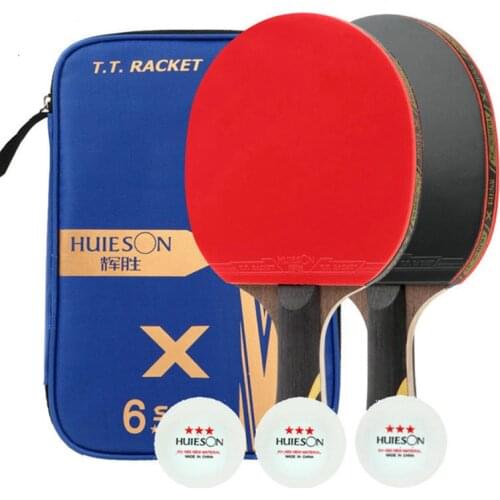 Huieson Table Tennis Racket with 3 Table Tennis Balls Super Powerful Ping Pong Racket with Cover 3/5/6 Star Table Tennis Rackets