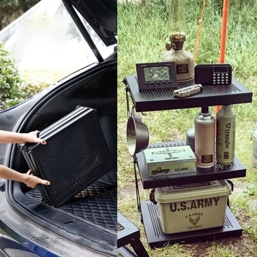 Outdoor Camping Fishing Foldable Shelves Carbon Steel Storage Home Display Rack Multi-layer Floor Type Kitchen Commodity Shelf