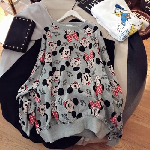 O-neck Mickey Mouse Hoodies Disney Winter Long Sleeve Sweatshirts Fashion Loose Female Clothes Hoodies Korean Style Tops New