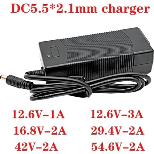 12.6V-1A/12.6V-3A/16.8V-2A/29.4V-2A/42V-2A/54.6V-2A EU/US smart charger for lithium battery rechargeable series