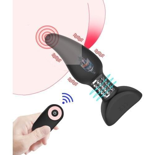 Vibration Butt Plugs Rotation Beads Vibrator Prostate Massage Wireless Remote Anal Plug Vibrator Adult Sex Toys For Men Women