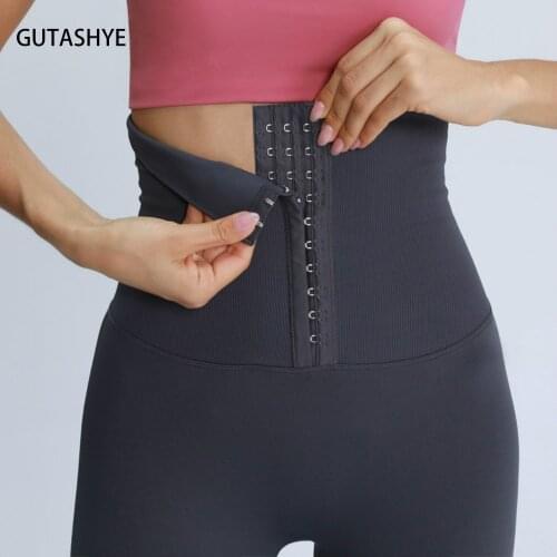 Fitness women corset hip lift postpartum high waist tights yoga pants Waisted Workout leggings Women Gym Running Training Tights