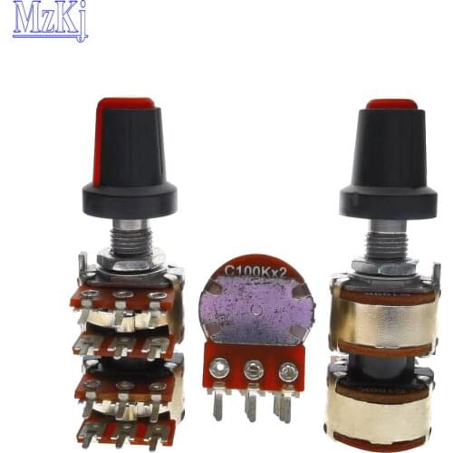 10PCS HOT NEW WH148 25MM 100K C100KX2 Stereo Volume Potentiometer Audio 4 Channels Volume Potentiometer DIP12 RK163