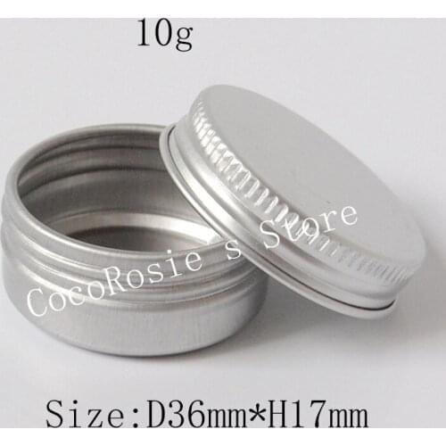 100pcs/lot Empty 10G Aluminum Jar 10ml Cosmetic Packaging Container 1/3oz metal tin cosmetic container