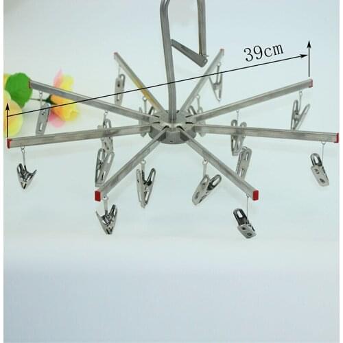 16Clips Folding Clothes Dryer Hanger Children Adults Clothes Dryer Windproof Socks Underwear Stainless Steel Drying Rack