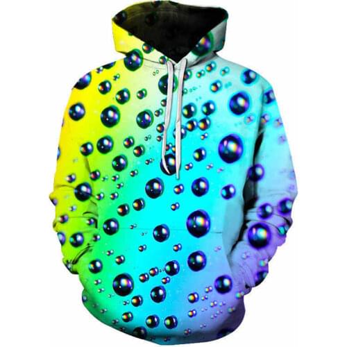 2020 Unisex 3d Hoodie Colorful Water Droplets Leaves Funny Printed Hoodie Sports Casual Pullover Clothes