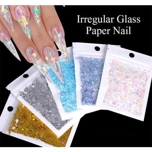 Nail Aurora Fragment Paper Irregular Colorful Candy Gradient Fragments Aurora Illusion Sequins Glitter 3D Nail Art Decorations