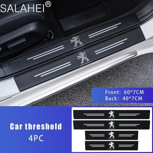 4PCS Car Stickers Car Door Sill Stickers Car Door Edge Guards Protection For Peugeot 206 207 306 307 508 106 107 108 2008 3008