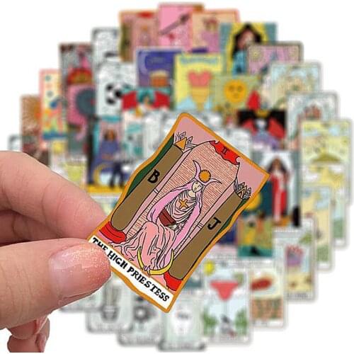 50Pcs Tarot Card Stickers Divination Playing Card Sticker PVC Graffiti Sticker
